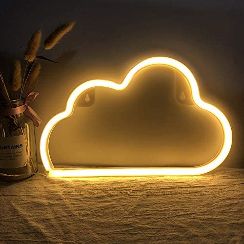 LED Warm White Cloud Neon Lights Signs Plug in Wall Art Decor Night Lights Battery and USB Operated Cloud Neon Lights White Signs for Children Baby Room Hose Bar Wedding Party Decoration