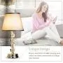 Lifeholder Bedside Lamp, Exquisite Crystal Lamp with Dual USB Ports, Dimmable Touch Lamp Include 2 Edison Bulbs, Gray Fabric Table Lamps for Bedroom,Living Room,Office(Set of 2)