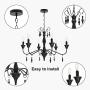 VINLUZ 6 Light Farmhouse Chandelier Matte Black Finish Industrial Pendant Lighting Fixture for Dining Room Rustic Kitchen Island Ceiling Light for Living Room Foyer Bedroom Coffee Bar Restaurant