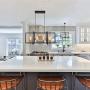 Lingkai Modern Kitchen Island Light 4-Light Pendant Chandelier Ceiling Light Industrial Hanging Light Fixture Matte Black with Antique Brass Finish