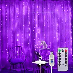 306 LED Curtain Lights 9.8 x 9.8 ft Fairy String Lights USB Powered with Remote for Halloween Christmas Wedding Backdrop Patio Party Garden, 8 Modes, Indoor Outdoor Decorative Window Twinkle Lights