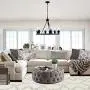 6 Lights Industrial Chandelier Lighting with Glass Shade,Farmhouse Adjustable Wire Ceiling Hanging Light for Dining Rooms Bedrooms Living Room Kitchen