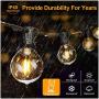 2-Pack 36FT Shatterproof LED G40 String Lights with 54 Dimmable Clear Plastic Globe Vintage Edison Bulbs, Waterproof Outdoor Cafe Fairy Light for Patio Garden Backyard Christmas, Black 72 Feet