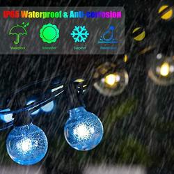 FMART 29FT Outdoor Color String Lights, RGB LED String Light with 15 G40 Edison Bulbs Dimmable, 1 Remote Controls, Waterproof & Shatterproof for Patio Cafe Backyard and Garden