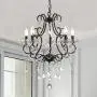 Modern Crystal Chandeliers with 5 Lights Pendant Light with Crystal Drops,Ceiling Light Fixture for Dining Room, Bedroom, Living Room (Black)
