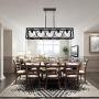 TODOLUZ 5-Lights Metal Kitchen Island Lighting, Farmhouse Linear Pendant Light Fixture in Black Finish for Dining Room Table Bar