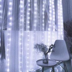 Chinety Window Curtain Lights 300 LED Upgraded Bigger Bulbs USB Plug in Fairy Lights 8 Modes Remote Control Curtain String Lights Waterproof LED Fairy Lights for Party Bedroom Home Decor (Cool White)