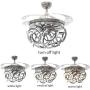 TiptonLight Modern Folding Ceiling Fans with Lights, 42 Inch LED Ceiling Fan with Light and Remote Control Crystal Chandelier Chrome Light Dining Room Decorative