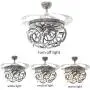 TiptonLight Modern Folding Ceiling Fans with Lights, 42 Inch LED Ceiling Fan with Light and Remote Control Crystal Chandelier Chrome Light Dining Room Decorative