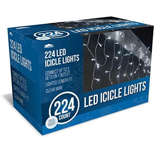 Joiedomi 224 LED Christmas Icicle Lights for Indoor & Outdoor Decorations, Christmas Events, Christmas Eve Night Decor, Christmas Tree, Eaves (Pure White)
