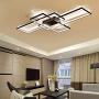 LED Living Room Dining Room Ceiling Light Fixtures 3000-6500K Ceiling Hanging Lighting Dimmable Remote Acrylic Chandeliers Modern 3 Rectangle Hotel Lobby Kitchen Bedroom Pendant Light,Black,105cm