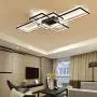 LED Living Room Dining Room Ceiling Light Fixtures 3000-6500K Ceiling Hanging Lighting Dimmable Remote Acrylic Chandeliers Modern 3 Rectangle Hotel Lobby Kitchen Bedroom Pendant Light,Black,105cm