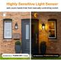 Outdoor Wall Lantern with Dusk to Dawn Sensor Photocell , Exterior Porch Light Fixtures, 100% Aluminum, Anti-Rust Waterproof Matte Black Wall Sconce with Clear Glass for Porch Doorway Garage Hallway