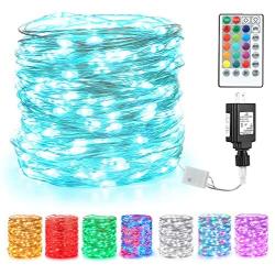 BrizLabs Fairy String Lights, 66ft 200 LED Color Changing Fairy Lights with Remote, Dual Color Plug in Twinkle Fairy Lights, RGB Lights String for Room Wedding Valentines Day, St. Patrick’s Day Decor