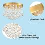 CLAXY Crystal Chandelier Brass Flush Mount Ceiling Light G9 Crystal Ceiling Light Fixture