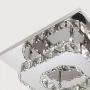 Modern 12W LED Ceiling Lights, DORNLAT Flush Mount Crystal Chandelier, Mini Cold White Square Stainless Steel Pendant Lamp for Bedroom, Living Room, Aisle, Size: 8 x 8 x 3 inch