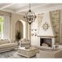 Riomasee Farmhouse Orb Chandelier Lighting 4-Light Rustic Metal Chandelier Stardust Finish Pendant Light Fixtures for Foyer,Dining,Living Room,Bedroom,Kitchen Lighting