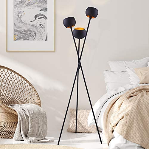 Archiology Black Modern Floor Lamp ,with 3 Matte Black Globe Head and Interwining Tripod Legs-Metal Tripod Floor Lamp for Mid-Century Living Room and Bedroom Archiology Black Modern Floor Lamp ,with 3 Matte Black Globe Head and Interwining Tripod Legs-Metal Tripod Floor Lamp for Mid-Century Living Room and Bedroom