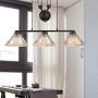 KWOKING Lighting Industrial Pulley Pendant Light Vintage 3 Lights with Pleated Frosted Glass Shade Adjustable Barn Hanging Lamp for Living Room,Dining Room,Farmhouse