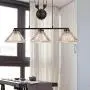 KWOKING Lighting Industrial Pulley Pendant Light Vintage 3 Lights with Pleated Frosted Glass Shade Adjustable Barn Hanging Lamp for Living Room,Dining Room,Farmhouse