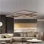 LAKIQ Modern Dimmable LED Chandelier with Remote 68W/125W Aluminum Pendant Lighting Fixture Suspended Lamp for Living Room Bedroom Dining Room (Stepless Dimming, Three Tier)