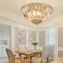 BAYCHEER Round Shaped Clear Crystal Ceiling Lghting Ftures with 3 Lghts Retro Art Dcoration Flush Mount Ceiling Light for Hallway Dining Living Room Kitchen Boudoir 9.84inch(Champagne Gold)