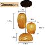 Bamboo Lantern Pendant Lamp, Retro Japanese Style E27 Chandelier Hanging Light Ceiling Lighting Fixture for Living Room Bedroom Restaurant Cafe Tea House Bar Dining Room Club (3 Head Light)