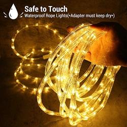 Lyhope Christmas Rope Lights, 33ft 240 LED Low Voltage Waterproof Rope Lights, Connectable Clear Tube String Lights for Outdoor, Indoor, Patio, Pool, Boat, Deck, Xmas Landscape Lighting(Warm White)