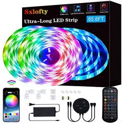 65.6ft LED Strip Lights, Ultra-Long Color Changing LED Light Strip Music Sync, with Bluetooth APP Control + 40 Key Remote RGB LED Lights for Bedroom, Kitchen,Ceiling,Party, DIY Decoration(2x32.8FT)