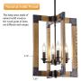 8-Light Farmhouse Wood Chandelier, with Oil Rubbed Bronze Finish, Rustic Light Fixtures for Kitchen Island, Dining Room, Living Room and Bedroom