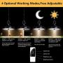 Solar Lights Outdoor Indoor,HUOKU LED Solar Pendant Light Motion Sensor with Remote Control,IP65 Waterproof,Solar Shed Light with Double Head for Shed,Yard,Patio,Barn,Garage,3000K