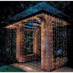 AIDDOMM 300 LED Curtain Lights, for Bedroom Outdoor Indoor, Waterproof, Warm White, 8Modes