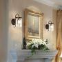 Modern Crystal Wall Lamp Set of 2 Wall Sconces with Clear Glass Prisms Brown Finish Wall Light for Dining Room, Bedroom Bedside, Living Room,Hallway