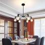 BAODEN 6 Lights Fixture Modern Matte Black Sputnik Chandelier Mid Century Pendant Light Industrial Semi Flush Mount Hanging Lamps for Dining Bedroom Kitchen Lighting