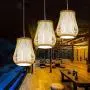 ANYE 15ft White Plug-in UL On/Off Dimmer Switch Cord Retro Art Deco Style E26 Lamp Holder Rattan Bamboo Lampshade Pendant Light for Dining Room Cafe Restaurant Bulbs Not Included
