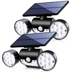 Solar Lights Outdoor ,Fatpoom 30 LED Solar Security Light with Motion Sensor Dual Head Spotlights IP65 Waterproof 360° Adjustable Solar Motion Lights Outdoor for Front Door Garage Patio Deck (2 Pack)