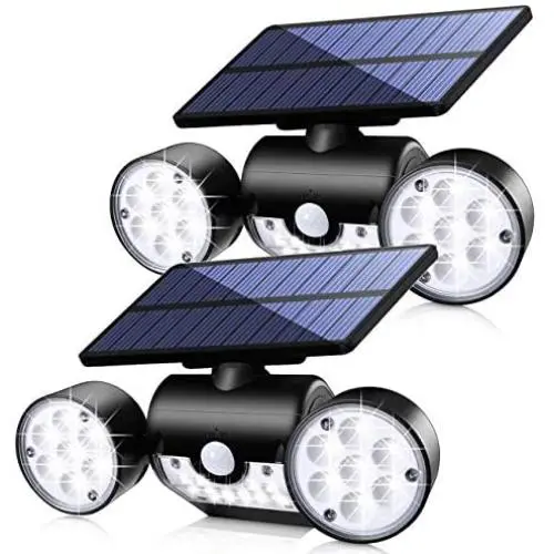 Solar Lights Outdoor ,Fatpoom 30 LED Solar Security Light with Motion Sensor Dual Head Spotlights IP65 Waterproof 360° Adjustable Solar Motion Lights Outdoor for Front Door Garage Patio Deck (2 Pack)