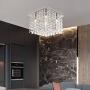 Modern K9 Crystal Raindrop Chandelier Lighting 5 Lights Flush Mount LED Ceiling Light Fixture, L13.7''x W13.7''x H11''Pendant Lamp for Dining Room,Living Room,Hallway.