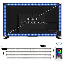TV LED Backlights, CT CAPETRONIX 9.84ft USB RGB Strip Lights Kit, 5050 LEDs Lighting Music Sync Color Changing with Manual or APP Control for iOS Android for TV/Monitor Sizes 32 inch and Above