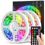 50ft Led Strip Lights, CHUSSTANG LED Lights Strip for Bedroom, LED Lights with 44 Keys IR Remote Controller, Color Changing 5050 RGB 360 LEDs, LED Tape Light Strip Music Sync & Timer for Bedroom