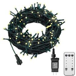 KINGSO 300 LED 105ft Christmas String Lights Outdoor Indoor Remote Control 8 Modes Memory Function for Christmas Party Garden End to End Connectable Waterproof IP65 (Warm White)