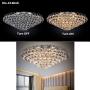 KALRI Round Crystal Chandelier Light, Modern Flush Mount Ceiling Light Fixture with Silver Metal Base Remote Pendant Lamp for Dining Living Room Bar Shop, 9 E12 Bulbs Required (Dia 23.6)