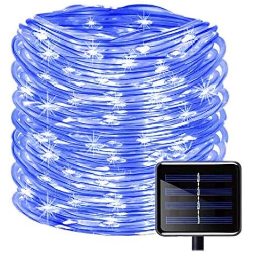 Solar Rope Lights Outdoor, SOCO 33ft 100LED Outdoor Christmas Lighting Waterproof Solar Powered Copper Wire Rope String Lights Decoration for Outdoor Indoor Garden Garden Patio Parties Halloween(Blue)