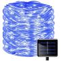 Solar Rope Lights Outdoor, SOCO 33ft 100LED Outdoor Christmas Lighting Waterproof Solar Powered Copper Wire Rope String Lights Decoration for Outdoor Indoor Garden Garden Patio Parties Halloween(Blue)