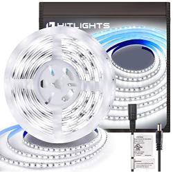 HitLights Cool White LED Strip Lights, UL-Listed Premium High Density 16.4ft, 600LED, 5000K, 48W, CRI 91.5, 900Lumen/m 12V DC LED Tape Lights for Kitchen, Under Cabinet Decoration