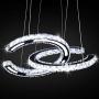 Modern 2 C Rings Crystal Chandelier Light Fixtures LED Pendant Lamp Adjustable Stainless Steel Ceiling Lights for Living Room Bedroom Dinning Room Indoor Lighting (Cool White)