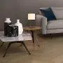 KRASTY Modern White Hollow Out Black Metal Base Bedside Lamp Living Room Bedroom Study Room Industrial Metal Square Base Table Lamp,Desk Lamp with White TC Fabric Shade