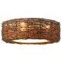 KWOKING Rustic Woven Light Fixture Modern Design Natural Material 3 Lights Flush Mount Ceiling Light with Drum Shape Rattan Ceiling Light for Dining Room,Bedroom, Entry 19.69inch