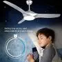 Depuley 52-Inch Flush Mount Ceiling Fan Light with Remote Control, Low Profile 3 Reversible Blades Fan Light Fixture for Living Room/Dining Room/Bedroom, 3000K-6000K Changeable, Nickel