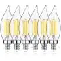 E12 LED Candelabra Bulb 60W Equivalent Dimmable LED Chandelier Light Bulbs 4.5W 2700K Soft White 500LM B10 Flame Tip Vintage LED Filament Candle Bulb with Decorative Candelabra Base, 6 Packs
